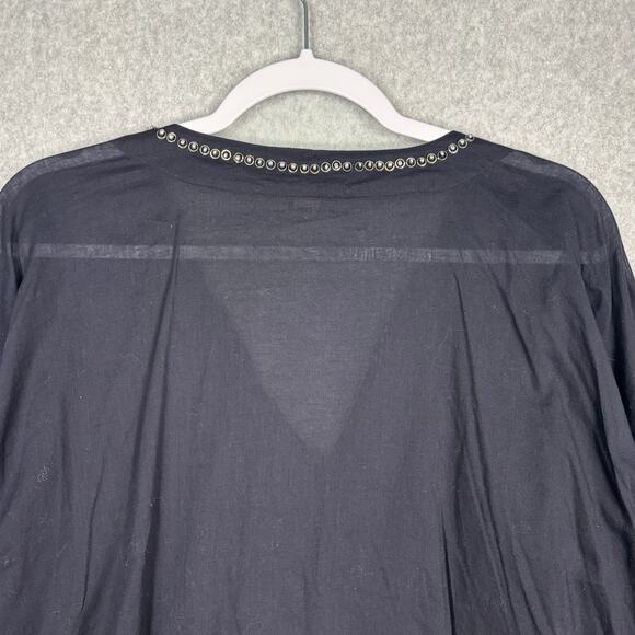 Michael Kors Top Womens Large Navy Embellished Popover Thin Boho Blouse READ - Picture 10 of 13
